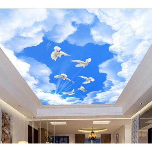 Custom ceiling wallpaper, blue sky and white clouds murals for the living room apartment ceiling background wall vinyl wallpaper