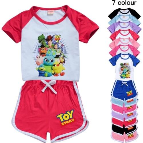 Casual Baby Kid Sport Clothing DisneyPixar Toy Story Buzz Woody Clothes Sets Boys Girls Baby Costumes Cotton T-shirt+Shorts Suit