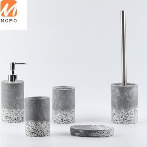 Manufacture wholesale two model terrazzo with natural stone effect bathroom accessories set
