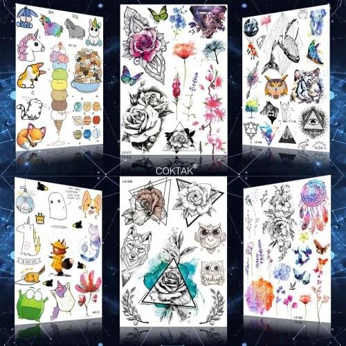 Realistic Flash Triangle Flower Rose Tattoos Temporary Women Fake Waterproof Arm Tattoo Sticker Girls Custom Cosmetic Tatoos DIY