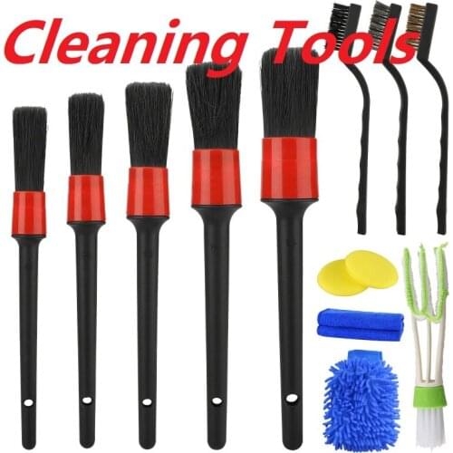 Car Cleaning Brush Cleaning Tools Car Detailing Brush Kit Boar Hair Vehicle Auto Engine Wheel Clean Brushes Car Wash Maintenance