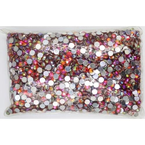 Siam AB Color 1.5~10mm Flat Back Round Acrylic Rhinestones Beads / Stones ,3D Acrylic Nail Art / Garment Decoration
