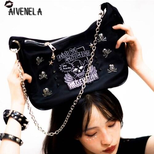 Harajuku Rock Skull Punk Bag Y2K Girls Gothic Streetwear One-Shoulder Bags AFC1287