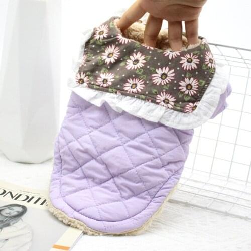 Warm Winter Pet Dog Clothes Cute Flowers Dog Coat Jacket Outfit Garment Yorkshire Pomeranian Poodle Bichon Schnauzer Clothing