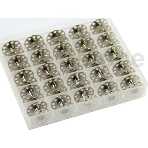 Y016" 25pcs Empty Bobbins Spool Metal Case For Brother Janome Singer Sewing Machine