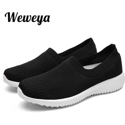 Weweya Big Size 41 Stretch Fabric Women Loafers Shoes Slip On Shallow Flats Shoes Woman Breathable Moccasin Sock Shoes Female