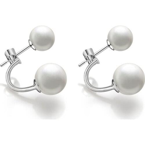 Sinya s925 Sterling silver jewelry double freshwater pearls stud earrings for women Mother girls fashion design Promotion