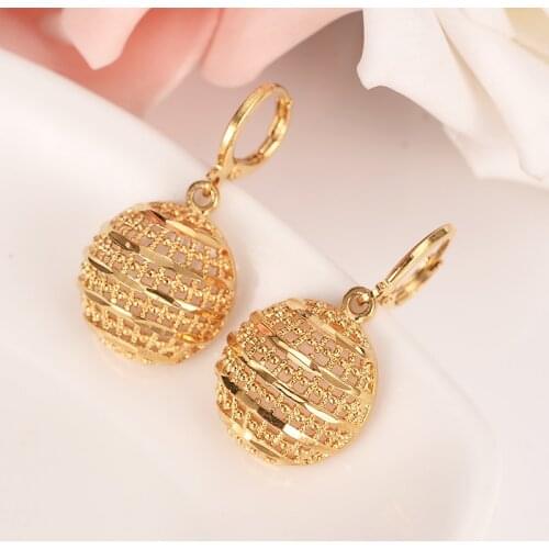 Gold Color Earrings For Women Fashion Jewelry african Arab Earrings Body Jewelry round pendant women girl kids Christmas Gift