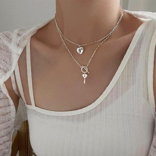 Silvology 925 Sterling Silver Key Heart Pendant Necklace for Women Elegant O T Creative Design Necklace 2021 Trend Fine Jewelry
