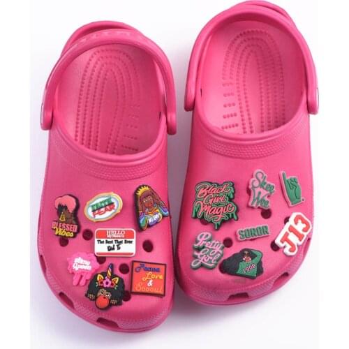 1 Pcs Black Girl Magic Croc Shoes Charms Girl Power Shoe Charm Beauty Lady Accessories Women Queen Dream Clog Shoes Decoration