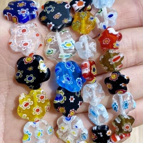 10MM/12MM Mixed Color Plum Blossom Shape Flower Patterns Millefiori Glass Loose Beads For DIY Bracelet Jewelry Making Findings