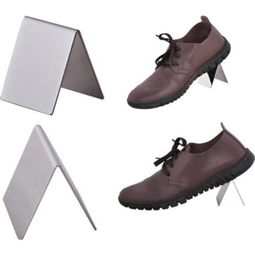 10pcs V-type Mirror Stainless Steel Shoe Display Holder Shelf Desk Shoes Holder Bracket Showing Stand Table Shoes Display Stand
