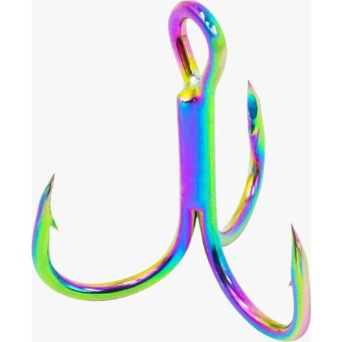 10pcs/lot Fishing Hook High Carbon Stainless Steel Strengthen Treble Hook Colorful Anchor Triple Barbed Super Sharp Fish Hook