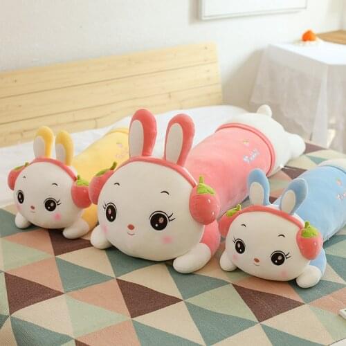 110cm Lovely Rabbit Wear Headphones Plush Toy Kawaii Rabbit Doll Soft Long Sleeping Pillow Kids Birthday Gift Home Decoration