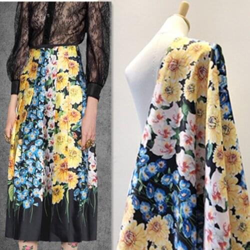 145cm*100cm designer fabric floral wedding satin three-color floral pattern digital printing fashion sewing fabric for dress