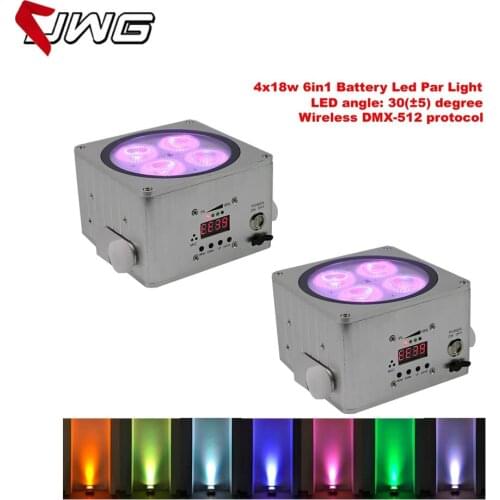 Free Shipping 2pcs/lot High Brightness 4pcs*18W 6IN1 RGBAW UV Battery Powered Wireless LED Flat Par Light, Slim Par Can With DMX