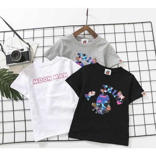 2021 Kids Boy Girls Animal Space Pattern Printed Summer Short Shirts Tops Tee Hip Hop Style Children Clothes
