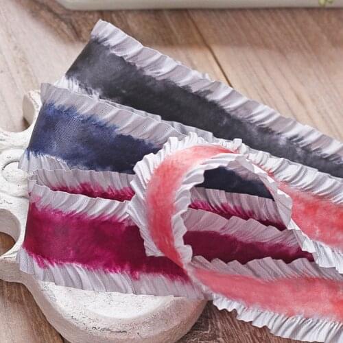 5 yards Lotus Leaf Skirt dyeing Polyester Ribbon for DIY Crafts Hair Accessories Gift Box Bouquet Packaging Wedding Decoration