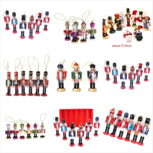 6-12cm Wooden Nutcracker Solider Figure Model Puppet Doll Handcraft For Children Gifts Christmas Home Office Decor Display