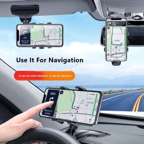 360 Degree Rotatable Car Mobile Phone Holder 3-7 Inch Auto GPS Bracket Car Rearview Mirror Phone Navigation Holder