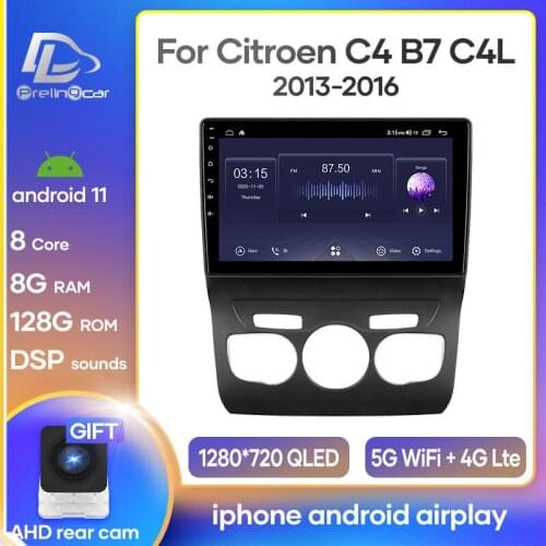 Car Radio Android 10 Stereo Receiver For Citroen C4 B7 C4L 2013-2016 Video Player Multimedia Navigation GPS No 2 Din Dvd