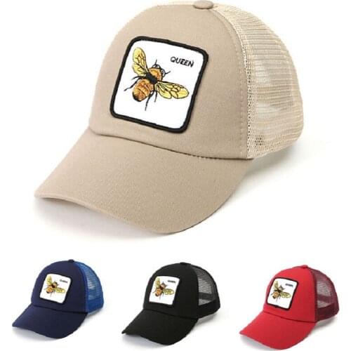 2021 Baseball Cap With Bee Embroidery Patch Snapback Mesh Casquatte Gorras For Women Men Outdoor Casual Visor Hip Hop Caps