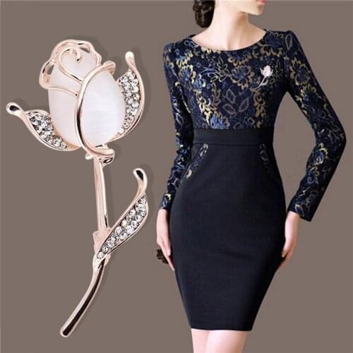 Opal Flower Brooch Pin Rhinestone Crystal Dress Wedding Party Brooch Jewelry