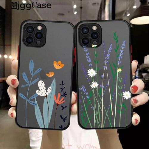 Luxury colorful Flower Case For iPhone 12 Mini 11 Pro Max X XR XS Max 7 8 Plus TPU Soft Bumper Transparent Matte PC Back Cover