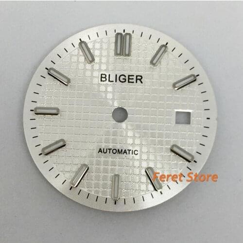 31mm Bliger/Sterile Luminous Watch Dial silvery Watch Dial Parts Fit ETA 2836/2824 DG2813/3804 Miyota 8215 821A Movement