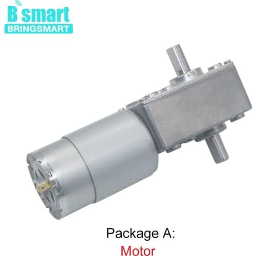 Bringsmart Worm Motor A58SW-555S 12v DC Gear Motor 24v High Torque 70kg Self-lock Gearbox 470rpm Double Shaft Reduction Machine