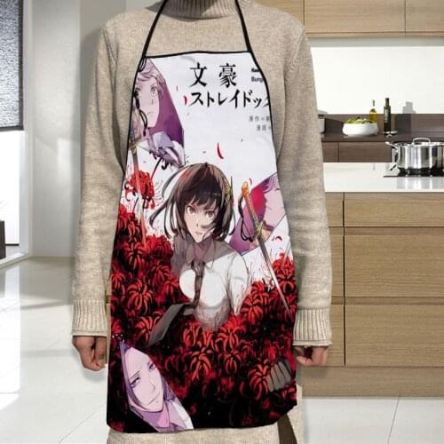 Custom Bungo Stray Dogs Apron Dinner Party Cooking Apron Adult Baking Accessories Waterproof Fabric Printed Cleaning Tools