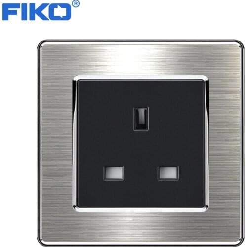 FIKO UK 13a wall power socket,new flame retardant Stainless steel panel 86mm*86mm white/black/sliver