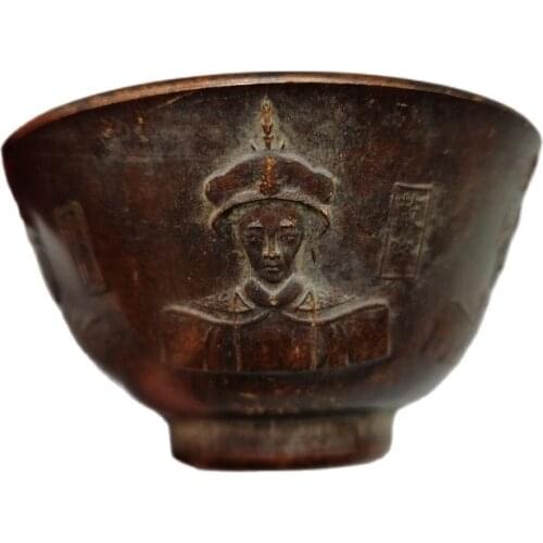 Chinas old Bronze Collection copper Relief Five Emperors Bowl