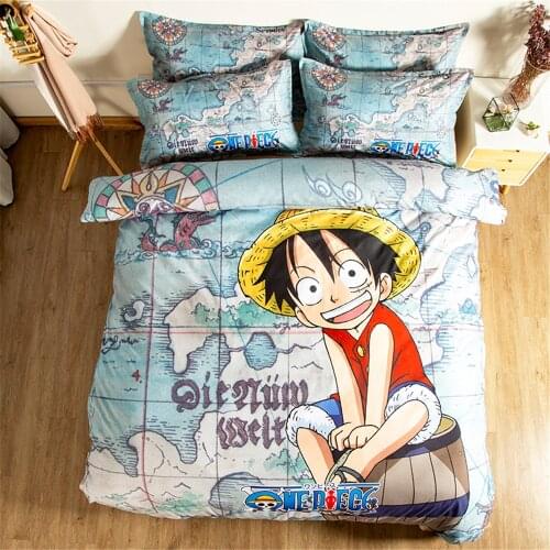 Mxdfafa Anime One Piece Print Duvet Cover Set 3D Bedding Set Luxury Comforter Bedding Set with 1 Duvet Cover and 2 Pillowcase