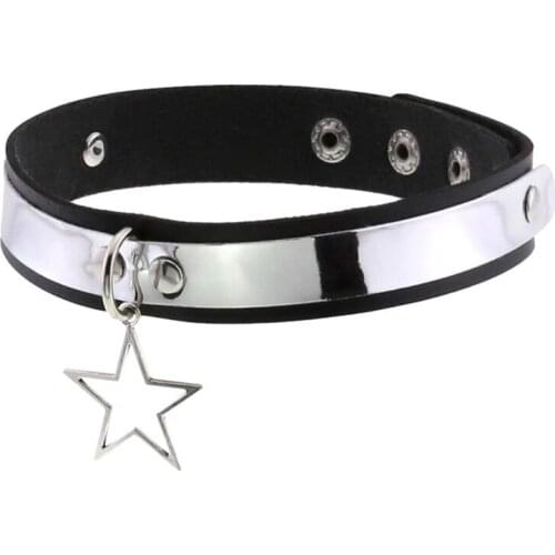 Leather Star Choker Necklaces Punk Necklace Collar For Girl Lady Chocker Neck Belt Strap Festival Accessories pendant necklace