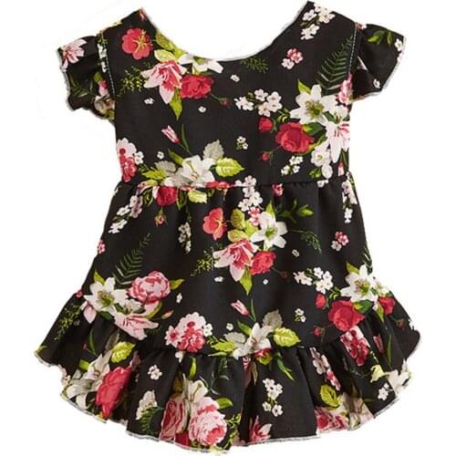 Round Neck Pretty Flower Pattern Pet Cat Apparel Polyester Dog Dress Skin-friendly for Outdoor