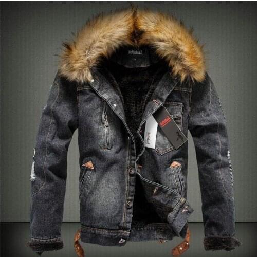 2019 New Autumn Winter Mens Jacket Warm Thick Jeans Jackets Mens Denim Coat Outerwear Mens Brand Clothing M3087