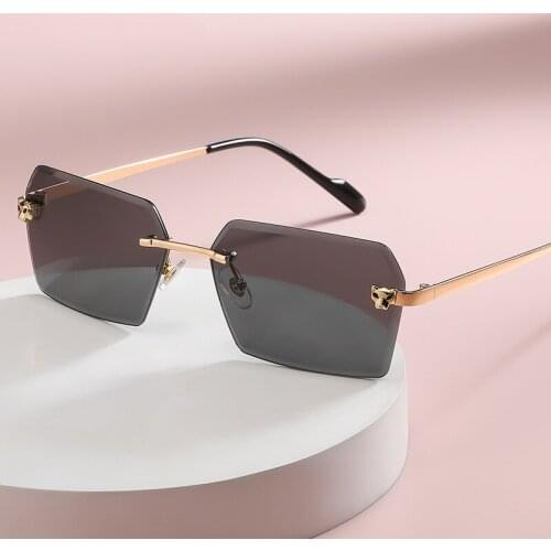Fashion Rimless Sunglasses Women Vintage Rectangle Sunglasses Men Shades Ladies Frameless Square Glasses Eyeglasses