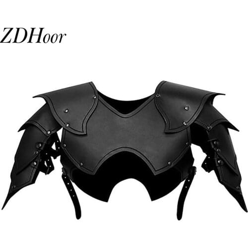 Mens Exotic Cosplay Knight Armors Costume Steampunk PU Leather Harness Tank Top Clubwear Sexy Restraints Muscle Chest Armor Belt