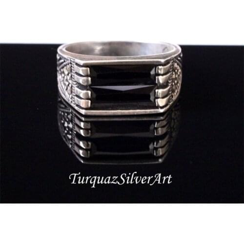Handmade Mans Black Zircon Gemstone Ring, Mans 925 Silver Ring, Zircon Ring, Silver Handmade Ring
