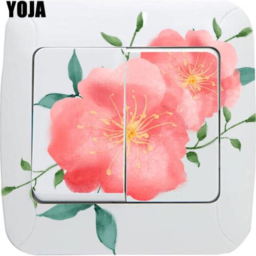 YOJA Small Fresh Watercolor Flowers Home Decor Classic Design Switch Sticker Wall Sticker PVC 8SS0647