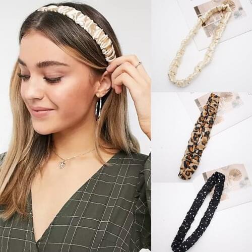 New Smiple Stain Stretch Ruched Headband for Women Girls Ruffle Hair Band Elastic Folds Hairband Fashion Hair Accessories