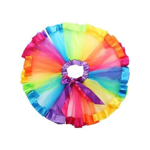 Rainbow Skirts Girl Clothing Summer Color Girls Clothes Skirt Colorful Kids Tutu Skirt Princess Party Petticoat Pettiskirt