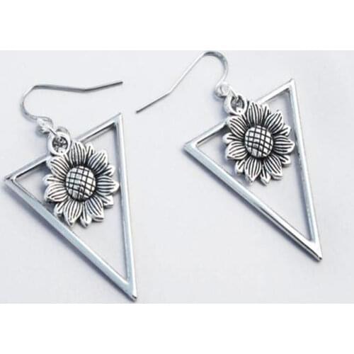 Sunflower Earrings, Grunge Earrings, Geometric Earrings, Boho Earrings, Hipster Triangle Earrings, Abstract Aesthetic Earrings