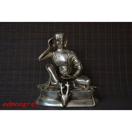 Old Chinese Tibet silver DeerDeer&Pharmacist Buddha statue/sculpture ,Auspicious evil-proof ornaments,,collection& adornment
