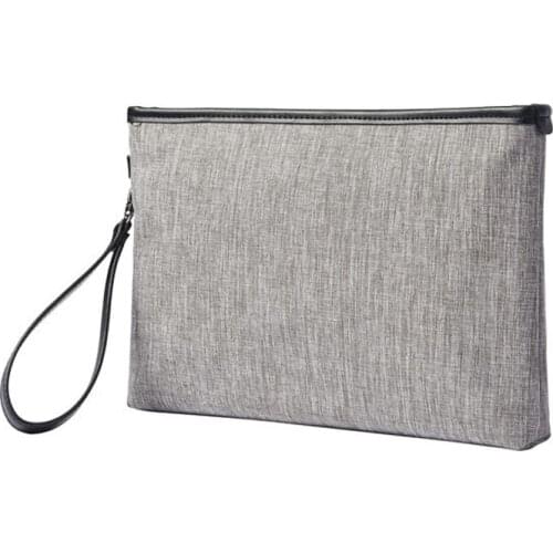 Gray Canvas Men Solid Tote Bags Fashion Panelled Business Envelope Clutch Bag Male Casual Street Small Handbag Document Bags