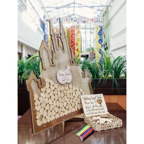 Castle Wedding Guest Book Personalized 160pc Drop Heart Guest Book for Wedding Braid Shower Guestbook Alternative