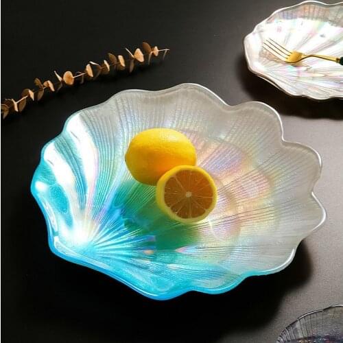 Ocean shell dish ins fruit plate Nordic style home living room online celebrity glass snack plate creative modern