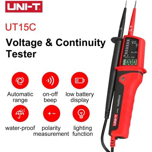 UNI-T UT15C Waterproof Digital LCD AC DC Voltage Continuity Circuit Tester TS DE shipping