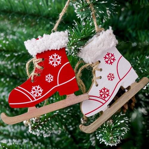 2Pcs Cute Kawaii Funny Skating Shoes Style Toys Christmas Tree Hanging Drop Pendant Ornaments Xmas Festival Party Decorations